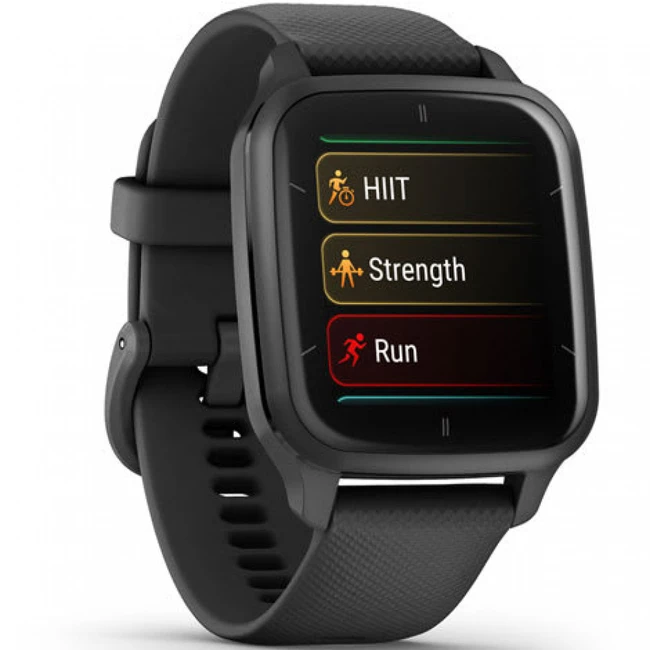 Garmin Venu Sq 2 - Music Edition Slate Bezel with Black Case and Silicone Band 010-02700-10