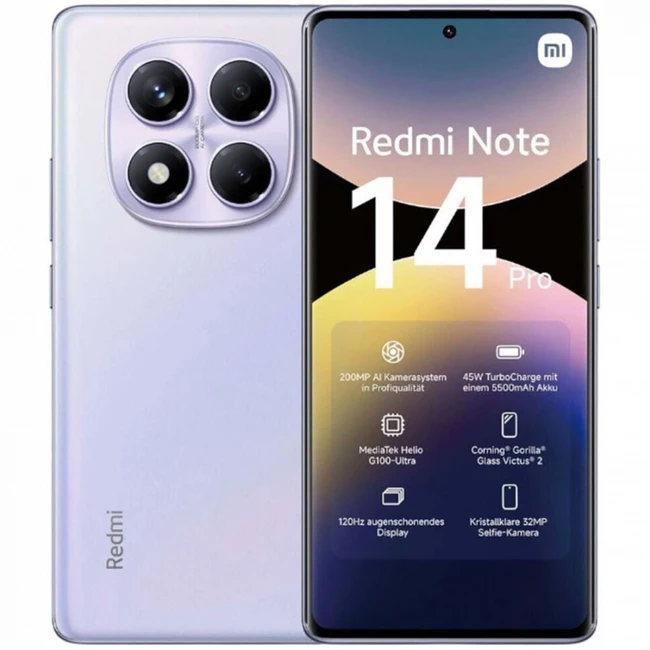 Смартфон Xiaomi Redmi Note 14 Pro 4G 8/256Gb Aurora Purple Xiaomi Redmi Note 14 Pro 8GB/256GB Aurora Purple (256 Гб, 8 Гб)