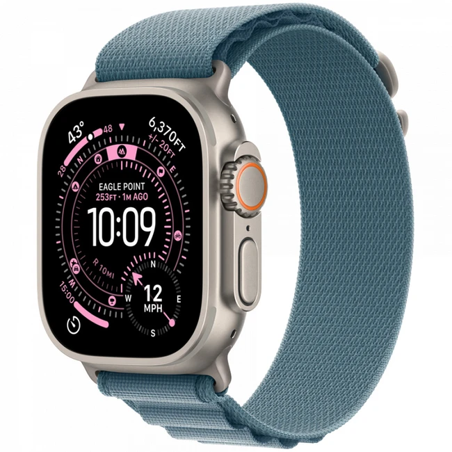 Apple Watch Ultra 3 GPS + Cellular 49mm Natural Titanium Case with Light Blue Alpine Loop - Medium MEWM4QR/A Смарт-часы