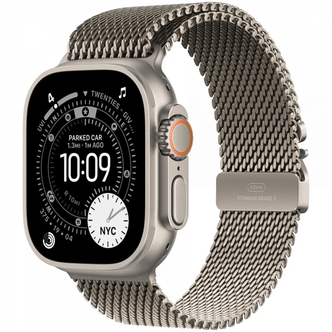 Apple Watch Ultra 3 GPS + Cellular 49mm Natural Titanium Case with Natural Titanium Milanese Loop MEWY4QR/A (Смарт-часы)