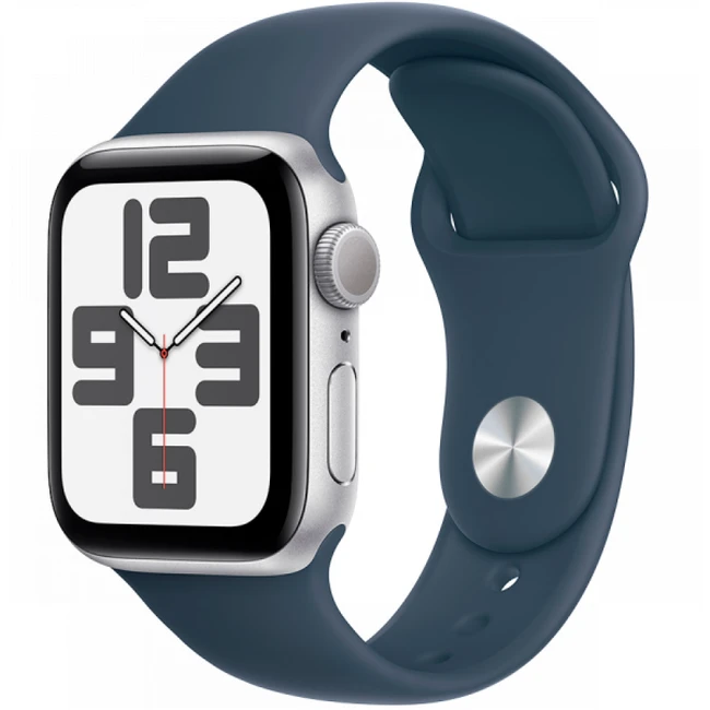 Apple Watch SE GPS 40mm Silver Aluminium Case with Storm Blue Sport MRE23QR/A (Смарт-часы)
