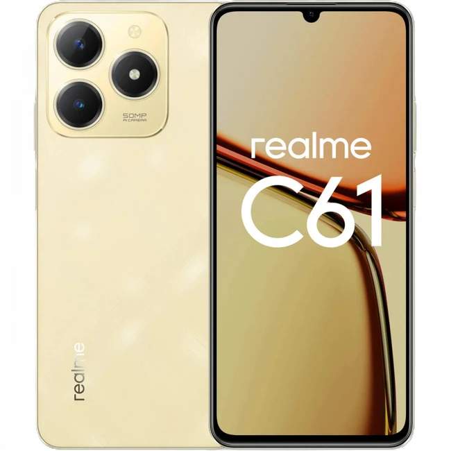 Смартфон REALME C61 6/128Gb, RMX3930, золотой 6941764437753 (128 Гб, 6 Гб)