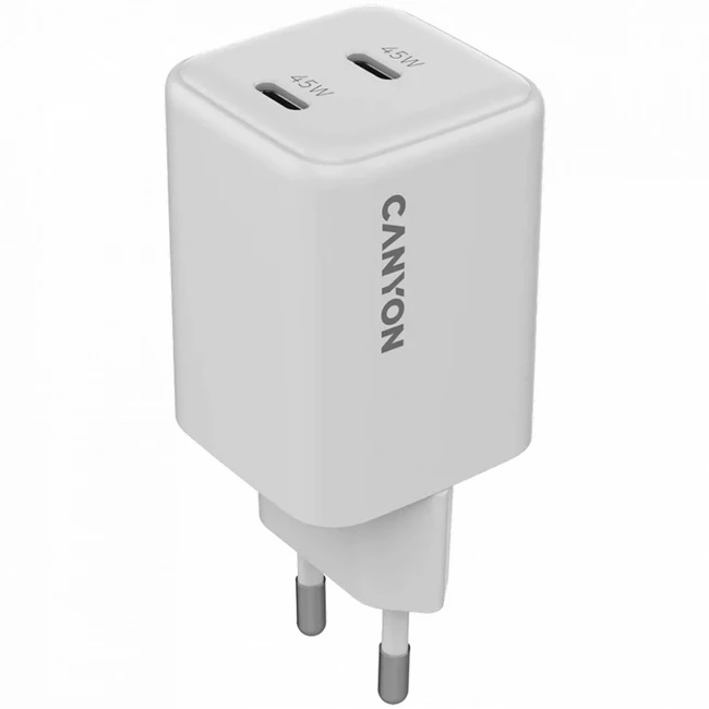 Аксессуары для смартфона Canyon CU45CC GaN 45W 2xPD EU White CNS-CUW45CC