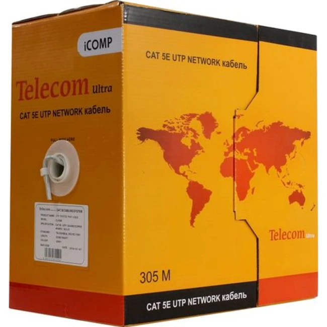 Кабель витая пара TELECOM Ultra Base UTP 4 пары кат.5е медь (бухта 305м/1000FT) CU540
