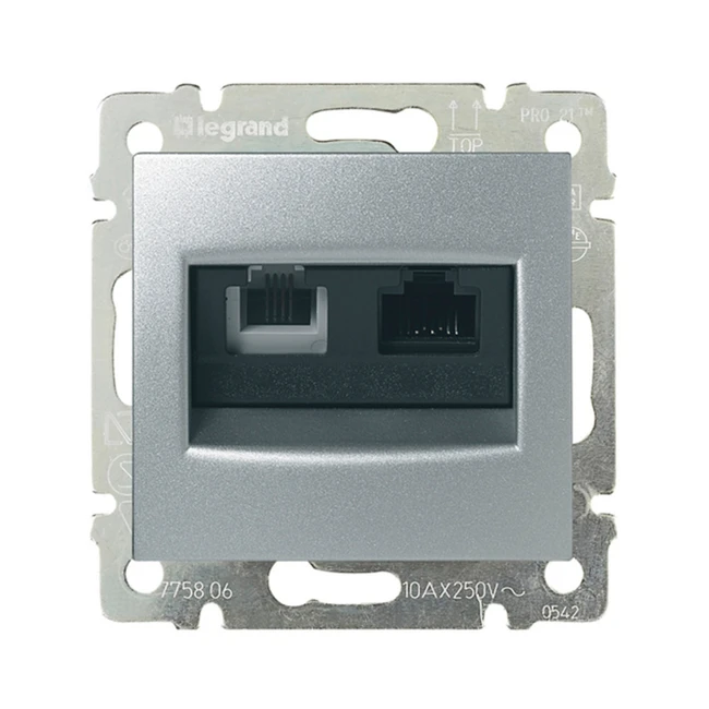 Сетевая розетка Legrand ValenaRJ11/RJ45 UTP кат.6 ал 770280