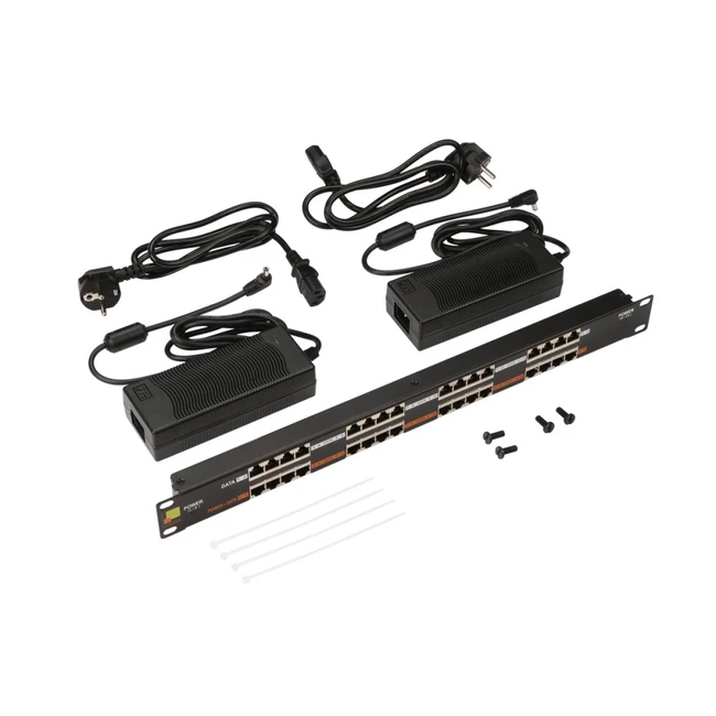 Аксессуар для кабельных сетей LANMASTER Панель POE 19", 16 портов, с двумя блоками питания 48V, 120W LAN-PP16-POE/A2