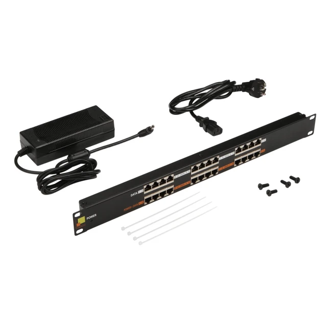 Патч-панель LANMASTER Панель POE 19", 12 портов, с одним блоком питания 48V, 120W LAN-PP12-POE/A1 (12 портов, Flat, Cat. 5e)