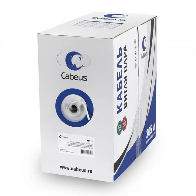 Кабель витая пара Cabeus UTP-4P-Cat.5e-SOLID-GY