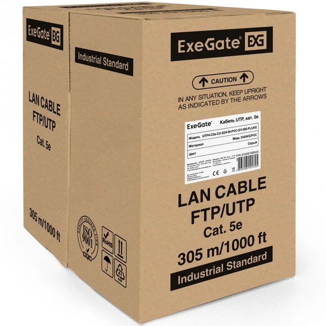 Кабель витая пара ExeGate Кабель UTP 4 пары кат.5e бухта 305м EX256748RUS