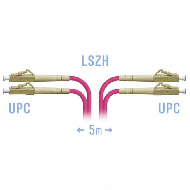 Оптический патч-корд SNR Патчкорд оптический LC/UPC-LC/UPC MM (OM4) Duplex 5 метров SNR-PC-LC/UPC-MM4-DPX-5m