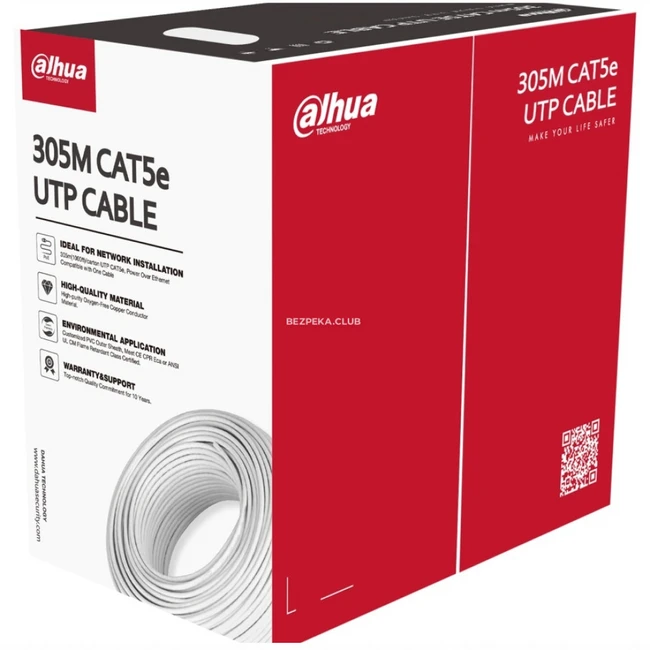 Кабель витая пара Dahua Кабель сетевой Cat.5e UTP бухта 305м DH-PFM920I-5EU-U