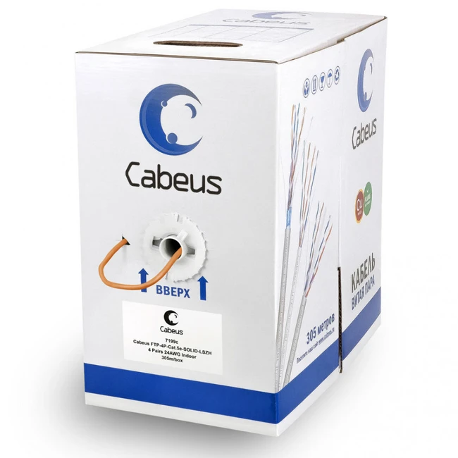 Кабель витая пара Cabeus FTP-4P-Cat.5e-SOLID-LSZH