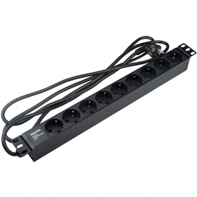 Аксессуар для серверного шкафа Hyperline Блок розеток для 19" шкафов горизонтальный 9 розеток Schuko SHE19-9SH-2.5EU