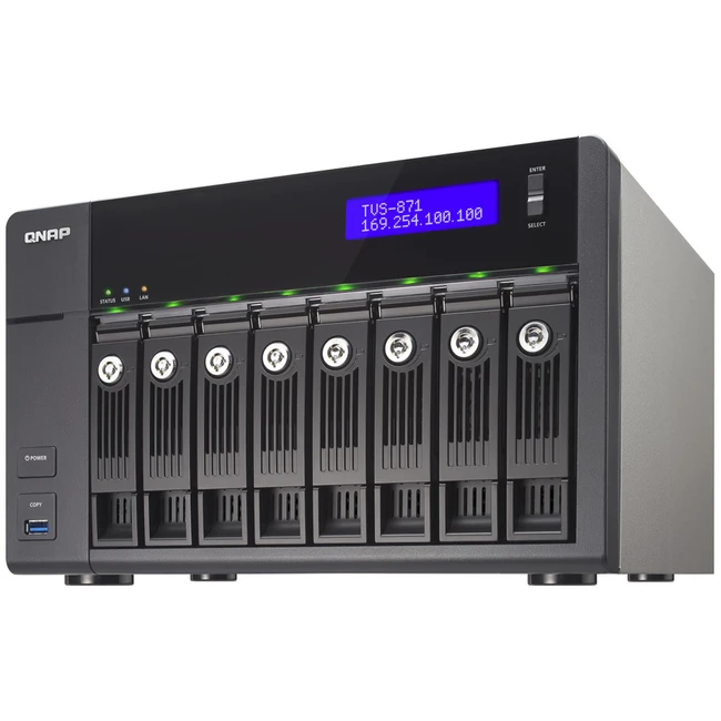 Дисковая системы хранения данных СХД Qnap Сетевой RAID-накопитель, 8 отсеков для HDD, HDMI-порт. TVS-871-i3-4G (Tower)