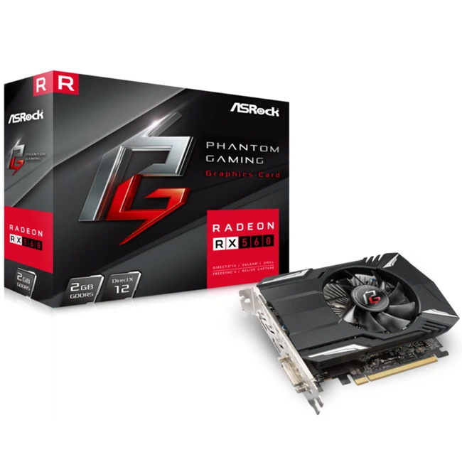 Видеокарта ASRock Phantom Gaming Radeon RX560 PHANTOM GR RX560 2G (2 ГБ)