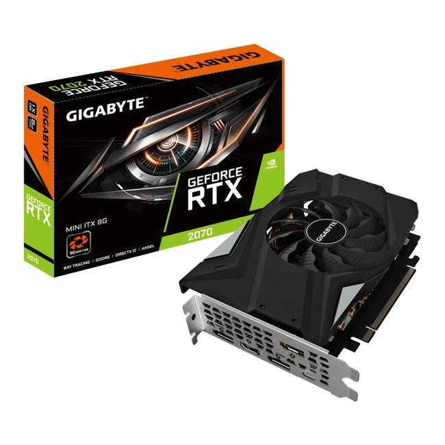 Видеокарта Gigabyte nVidia GeForce RTX2070 Mini ITX PCI-E 8192Mb (GV-N2070IX-8GC) (8 ГБ)