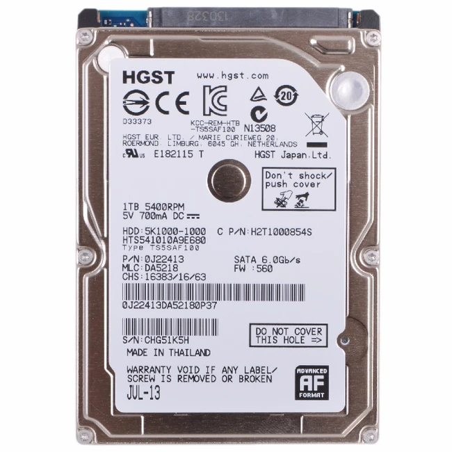 Внутренний жесткий диск HGST Travelstar 5K1000 0J22413 (HDD (классические), 1 ТБ, 2.5 дюйма, SATA)