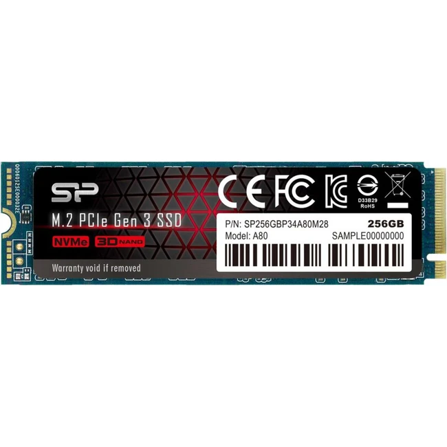 Жесткий диск Silicon Power M-Series SP256GBP34A80M28 SSD (твердотельные), 256 ГБ, M.2, PCIe