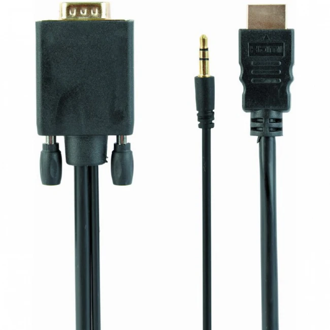 Кабель интерфейсный Cablexpert HDMI m - D-Sub (VGA) m + audio 1,8 м A-HDMI-VGA-03-6 HDMI - D-SUB (VGA) - MINI JACK 3.5 (output)