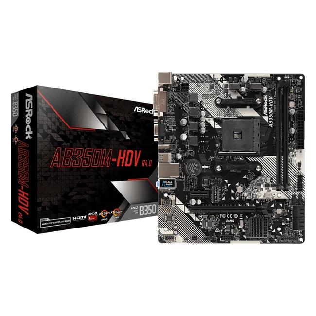 Материнская плата ASRock AB350M-HDV R4.0 (Micro-ATX, AMD AM4)