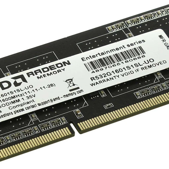 ОЗУ AMD R532G1601S1SL-UO SO-DIMM, DDR3, 2 Гб, 1600 МГц