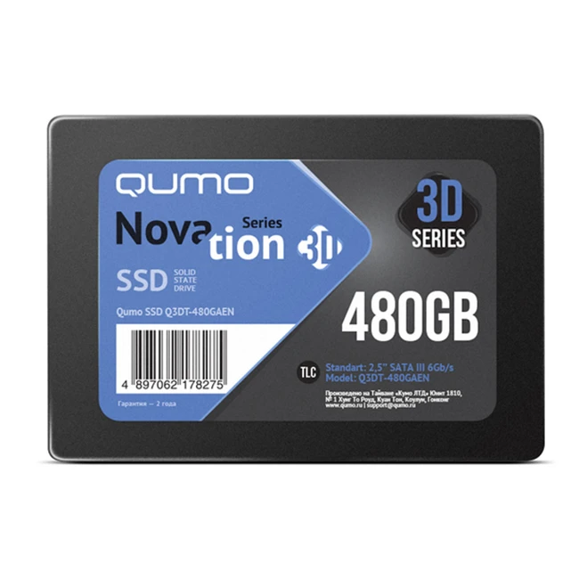 Жесткий диск Qumo SSD 480GB QM Novation Q3DT-480GPGN OEM SSD (твердотельные), 480 ГБ, 2.5 дюйма, SATA