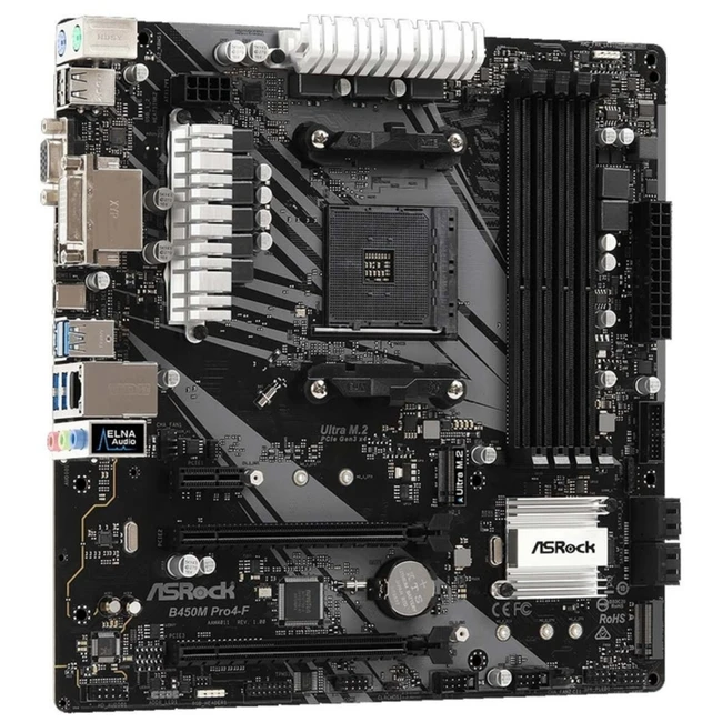 Материнская плата ASRock B450M PRO4-F Micro-ATX, AMD AM4