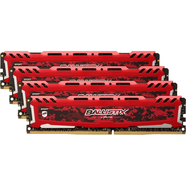 ОЗУ Crucial Ballistix Sport LT Red 4x16Gb BLS4K16G4D32AESE (DIMM, DDR4, 64 Гб (4 х 16 Гб), 3200 МГц)