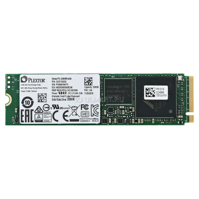Внутренний жесткий диск Plextor PX-256M8PeGN (SSD (твердотельные), 256 ГБ, M.2, PCIe)