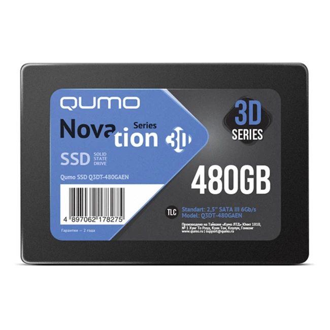 Жесткий диск Qumo Q3DT-480GAEN SSD (твердотельные), 480 ГБ, 2.5 дюйма, SATA