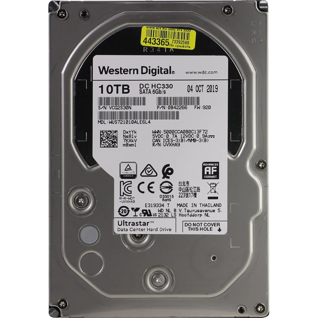 Серверный жесткий диск Western Digital Ultrastar DC HC330 10 ТБ WUS721010ALE6L4 3,5 LFF, 10 ТБ, SATA