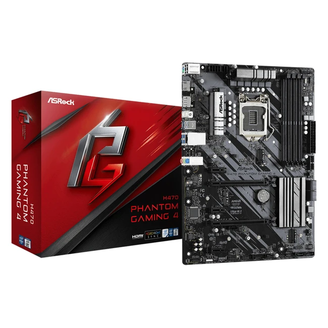 Материнская плата ASRock H470 Phantom Gaming 4 H470 PHANTOM GAMING 4 ATX, LGA 1200