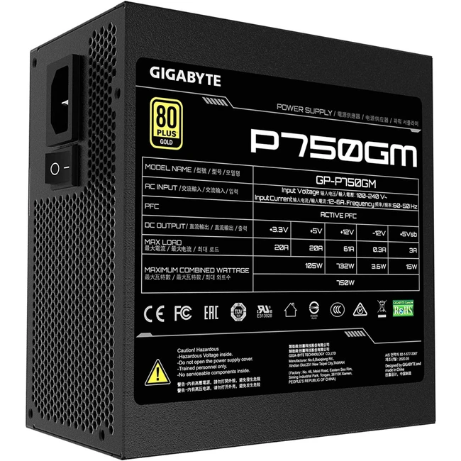 Блок питания Gigabyte GP-P750GM (80 Plus Gold 750W, Modular, Smart Fan, Smart Power Protection, 5 Year Warranty, Power Supply) 750 Вт