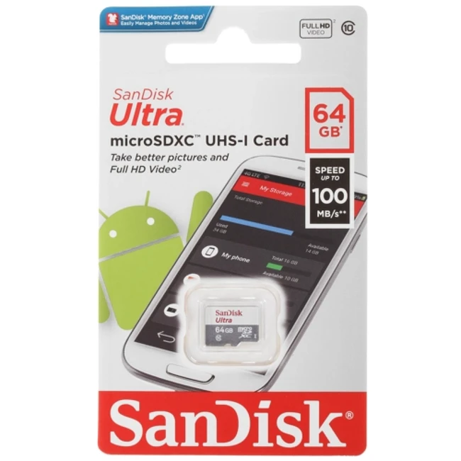 Флеш (Flash) карты SanDisk Ultra microSDXC SDSQUNR-064G-GN3MN 64 ГБ