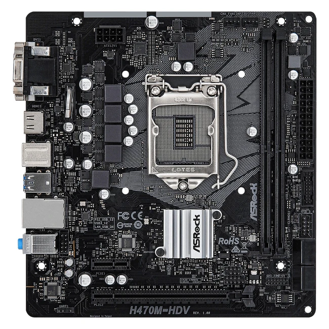Материнская плата ASRock H470M-HDV (Micro-ATX, LGA 1200)
