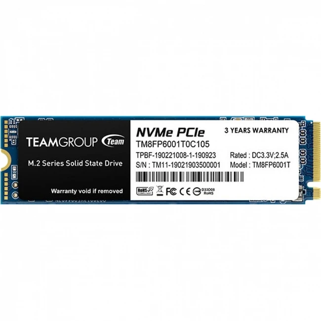 Внутренний жесткий диск Team Group MP33 TM8FP6001T0C101 (SSD (твердотельные), 1 ТБ, M.2, PCIe)