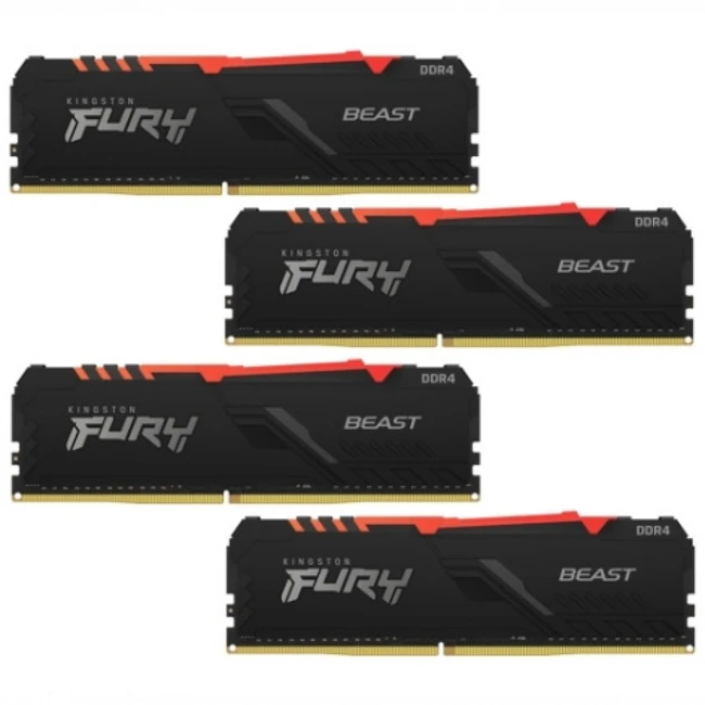 ОЗУ Kingston FURY Beast RGB KF426C16BBAK4/128 DIMM, DDR4, 128 Гб (4 х 32 Гб), 2666 МГц