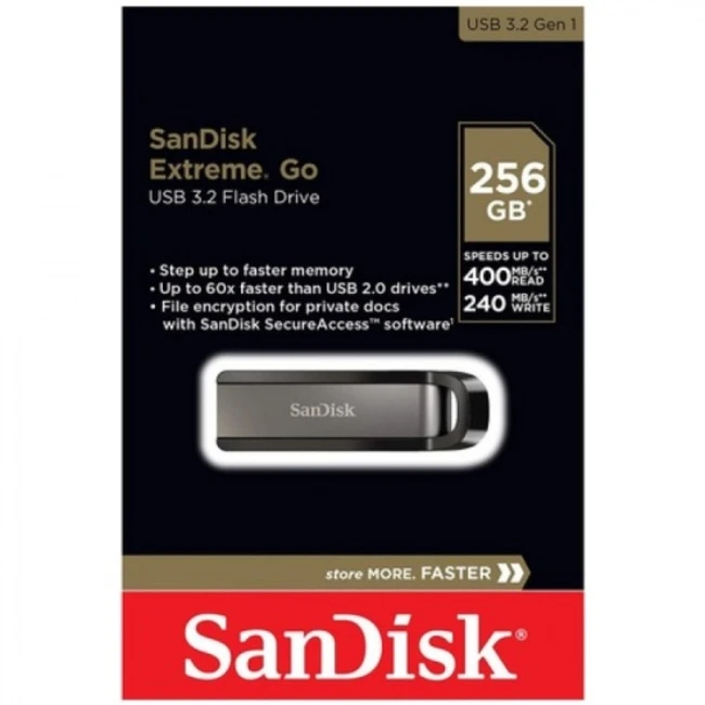 USB флешка (Flash) SanDisk Extreme Go USB 3.2 Gen 1 (400/240 Mb/s) SDCZ810-256G-G46 (256 ГБ)