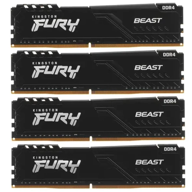 ОЗУ Kingston FURY Beast Black KF432C16BBK4/64 DIMM, DDR4, 64 Гб (4 х 16 Гб), 3200 МГц