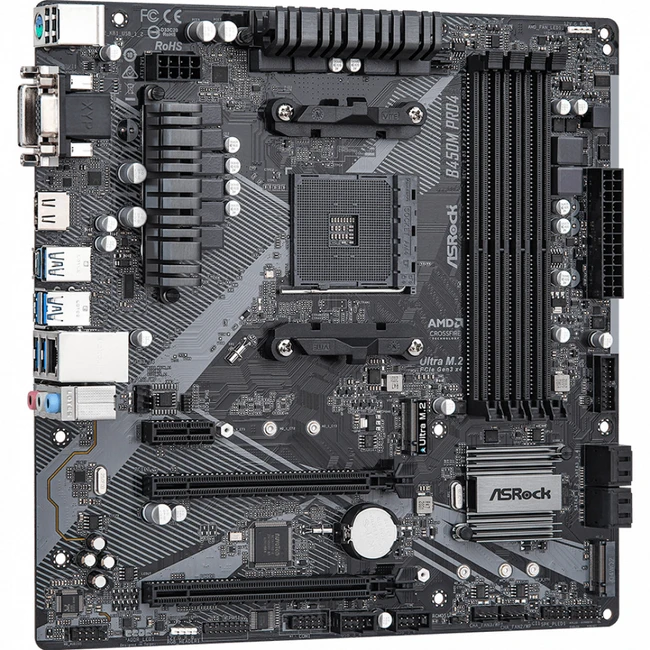 Материнская плата ASRock B450M PRO4 R2.0 (Micro-ATX, AMD AM4)