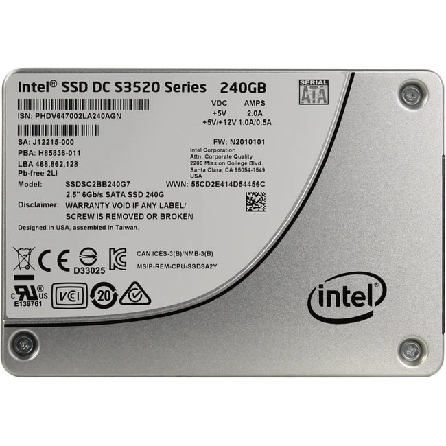 Жесткий диск Intel DC S3520 SSDSC2BB240G7 SSD (твердотельные), 240 ГБ, 2.5 дюйма, SATA