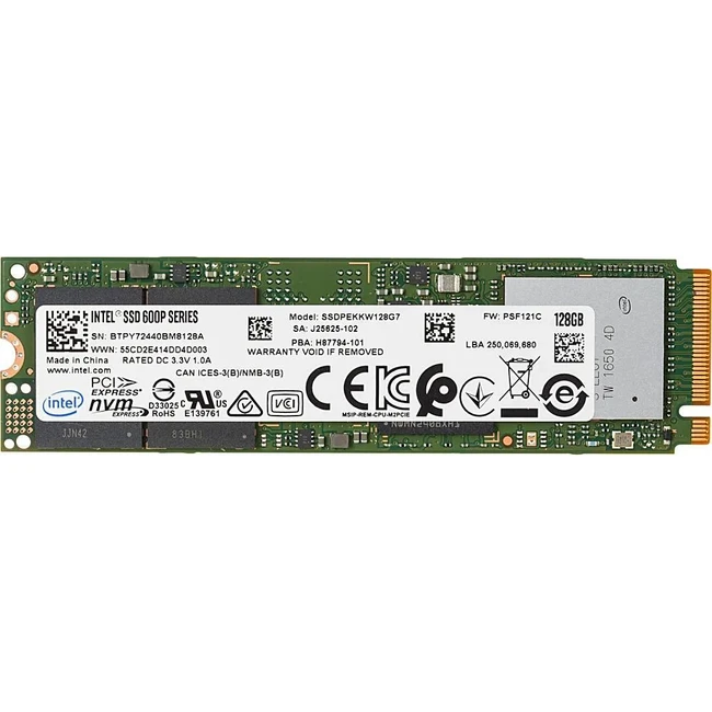 Внутренний накопитель Intel 600p SSDPEKKW128G7X1 SSD (твердотельные), 128 ГБ, M.2, PCIe