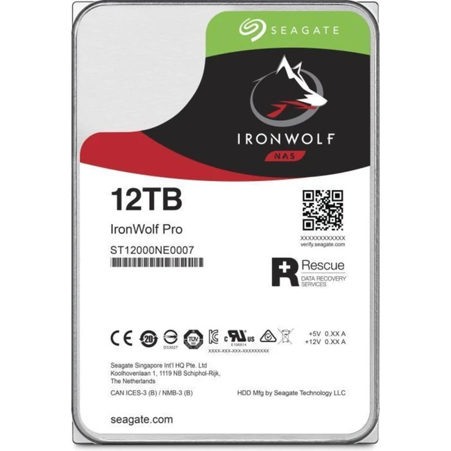 Внутренний накопитель Seagate 12Tb Ironwolf Pro ST12000NE0007 (HDD (классические), 12 ТБ, 3.5 дюйма, SATA)