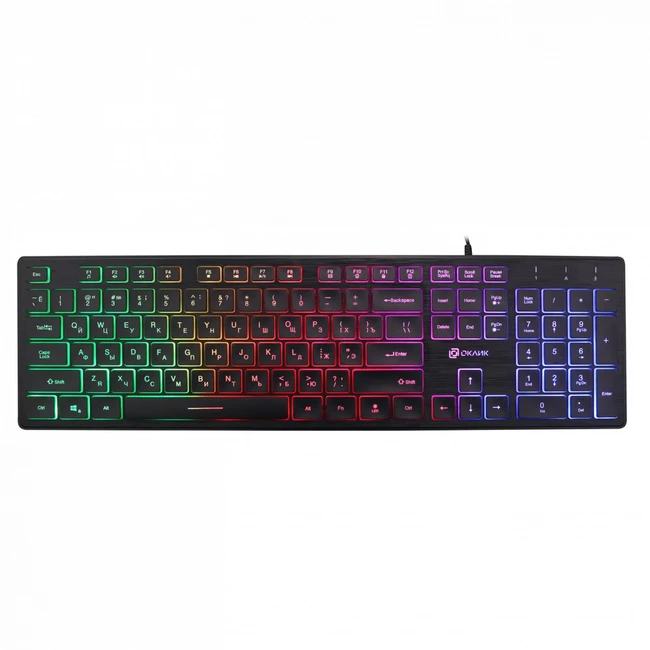 Клавиатура Oklick 550ML черный USB slim Multimedia LED 1061617 (Проводная, USB)