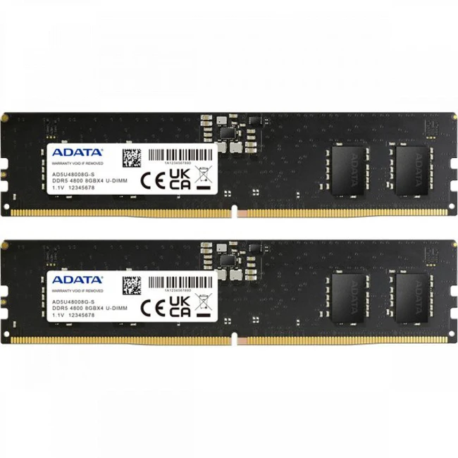 ОЗУ ADATA 8 ГБ AD5U48008G-DT DIMM, DDR5, 16 Гб (2 х 8 Гб), 4800 МГц