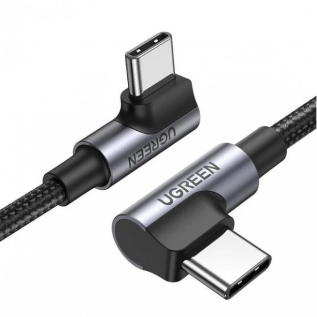 Кабель интерфейсный UGREEN US335 Angled USB-C 70696 (USB Type C - USB Type C)