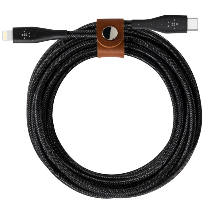 Кабель интерфейсный Belkin DuraTek Plus (1.2m) F8J243BT04-BLK (USB Type C - Lightning (8pin))