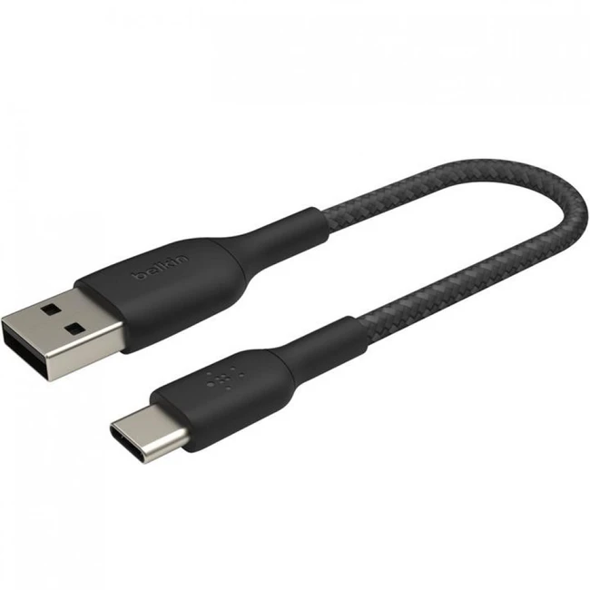 Кабель интерфейсный Belkin BRAIDED black (0.15m) CAB002BT0MBK (USB Type A - USB Type C)