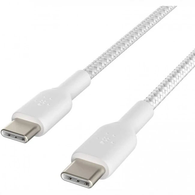 Кабель интерфейсный Belkin BRAIDED white (1m) CAB004BT1MWH (USB Type C - USB Type C)