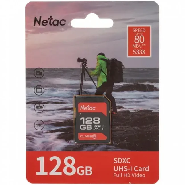 Флеш (Flash) карты Netac SDHC 128GB U1/C10 NT02P600STN-128G-R (128 ГБ)